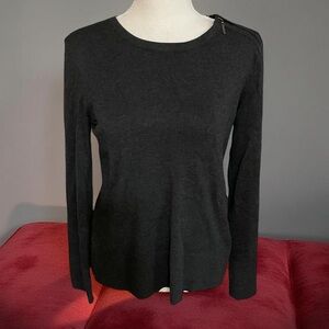 Investments Heather Gray sweater crewneck zipper accent size small rayon stretch